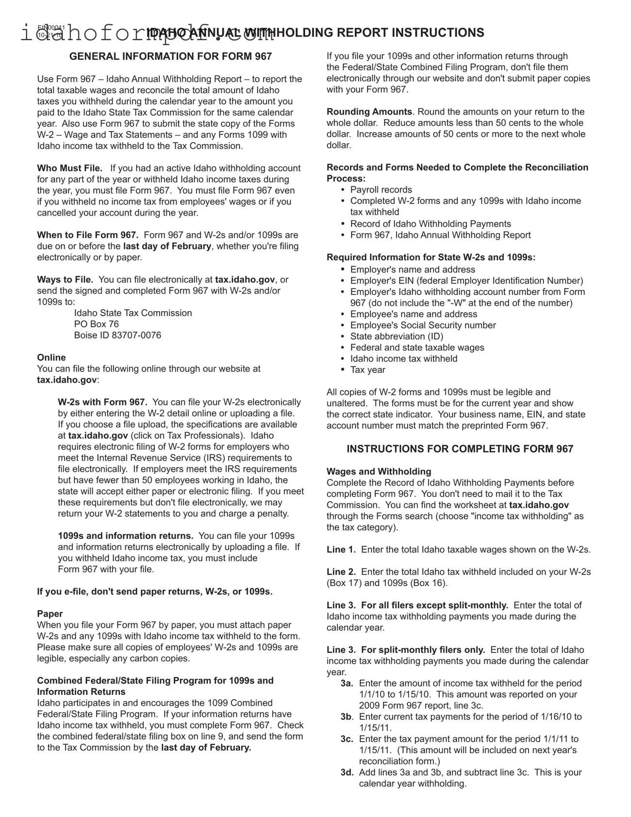 Fill in a Valid Idaho 967 Template