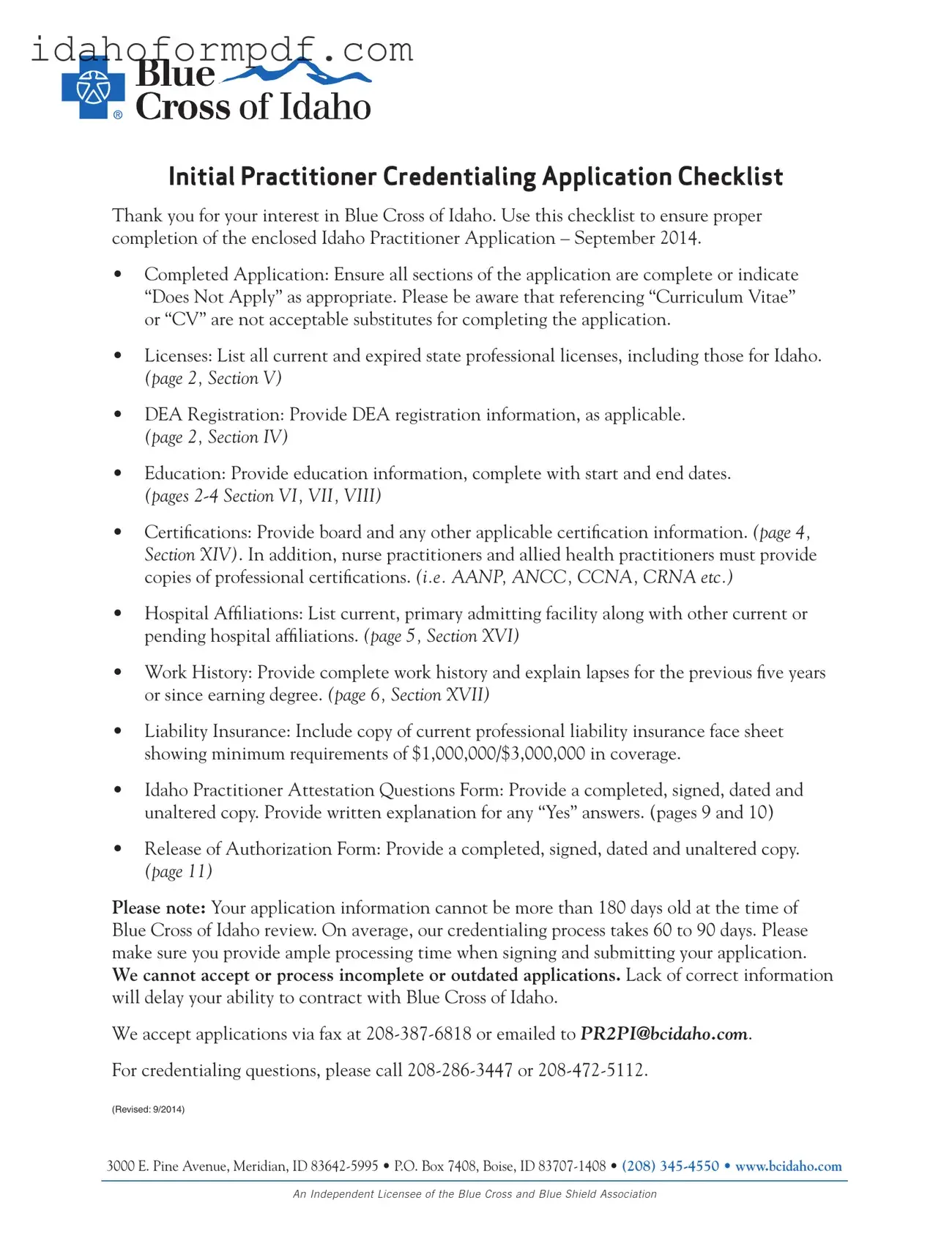 Fill in a Valid Idaho Practitioner Application Template