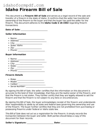 Attorney-Approved  Firearm Bill of Sale Template for Idaho