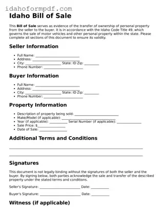 Attorney-Approved  Bill of Sale Template for Idaho