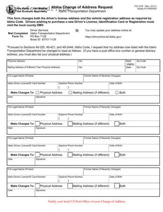 Fill in a Valid Idaho Itd 3239 Template