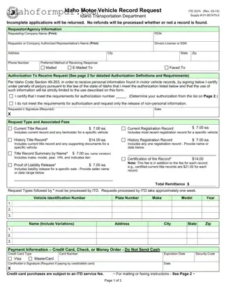 Fill in a Valid Idaho Itd 3374 Template