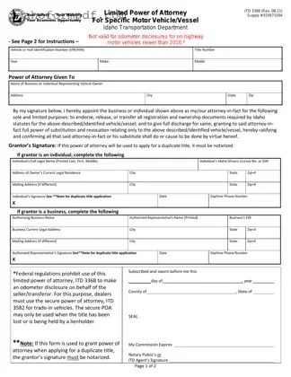 Fill in a Valid Idaho Itd Template
