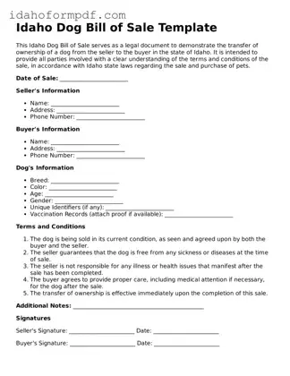 Attorney-Approved  Dog Bill of Sale Template for Idaho