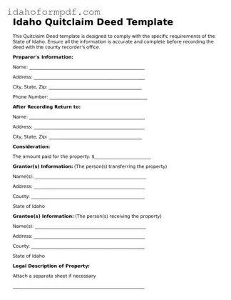 Attorney-Approved  Quitclaim Deed Template for Idaho