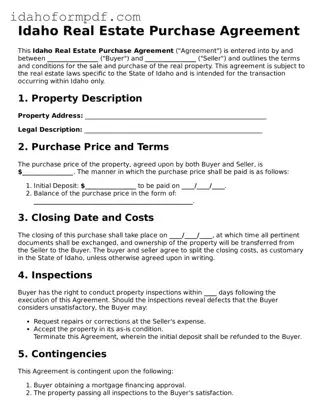Attorney-Approved  Real Estate Purchase Agreement Template for Idaho