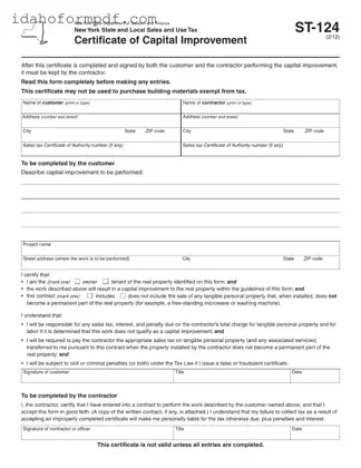 Fill in a Valid Idaho St 124 Template